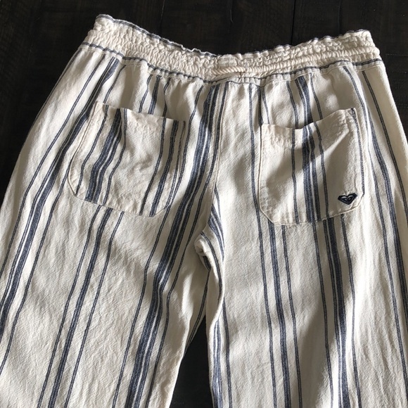 ROXY Oceanside Flare Striped Pants Size L Cotton Summer Surf Beach Vacation - Picture 10 of 16